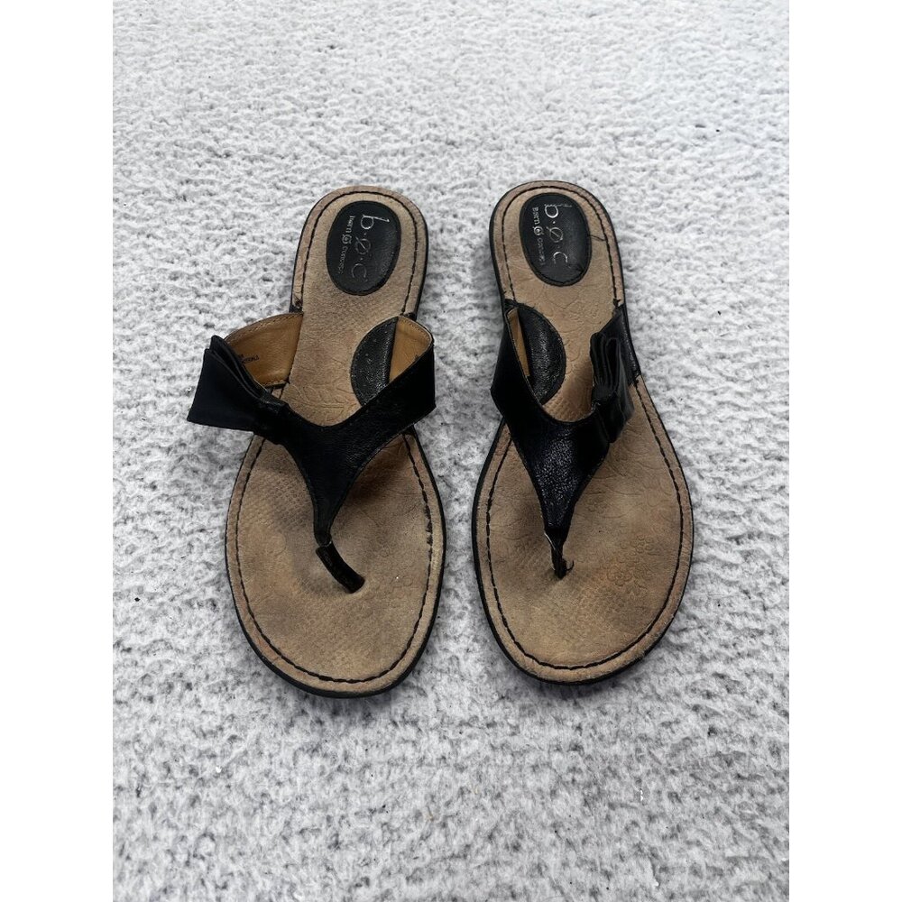 B.O.C Born Sandals Womens 9M Black Bow Thong Open Toe